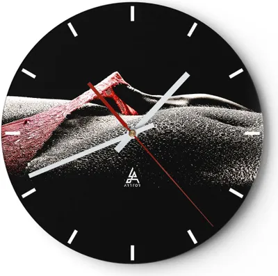 Produktbild von Wanduhr - Rund - Glasuhr - Körper weibliches Modell Wassertropfen - 40x40cm - Schleichendes Uhrwerk - Lautlos - zum Aufhängen bereit - Dekoration Modern - Wanddekoration aus Glas - C3AR40x40-0350