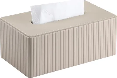 Produktbild von Taschentuchbox aus Leder, rechteckige Taschentuchbox für Büro, Zuhause, Badezimmer (Beige)