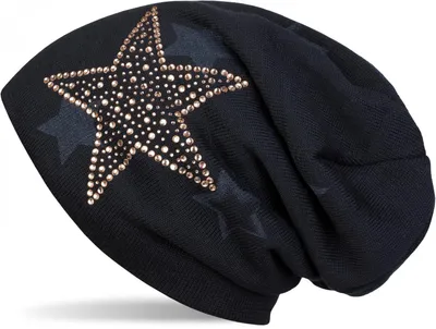 Image de styleBREAKER Bonnet chaud en maille fine avec motif étoile All Over, étoile en strass et doublure polaire très douce, unie 04024084