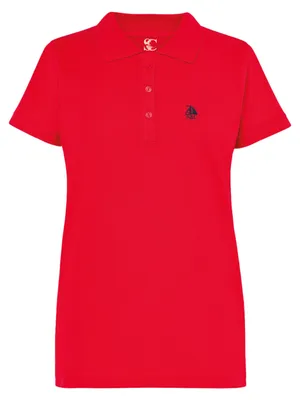 Imagen del producto de S&C - Camiseta polo para mujer, manga corta, algodón, tejido de punto pique, corte ajustado, cuello mao