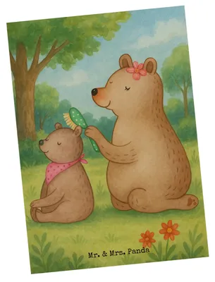 Produktbild von Mr. & Mrs. Panda Postkarte Bär Kind Design - Weiß - Geschenk, Muttertag, Postkarten, Vorbild, Mama, Mutter, bildkarte, Grußkarte, Ansichtskarten, Ansichtskarte