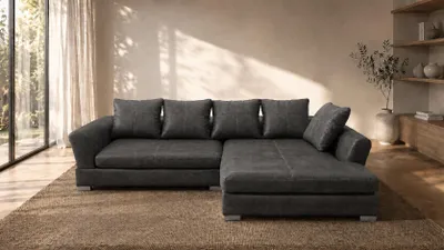 Obrázek produktu pro Rohová sedačka Kaiser Möbel, tvar L, potahová látka Preston, barva grafit, pravostranná, model ANNA