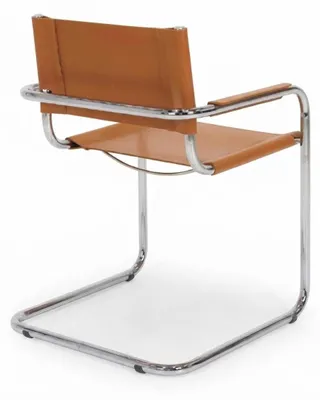 Produktbild von 6x Freischwinger Esszimmerstühle Leder Chrom Armlehnen Bauhaus Modern