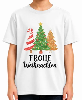 Produktbild von Frohe Weihnachten Weihnachtsbaum Zuckerstange Geschenk Tannenbaum Kinder T-Shirt, Weiß, 104