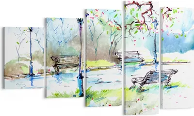 Produktbild von Bild auf Leinwand - Leinwandbild - Path urban Park Landschaft - 100x60cm - Wand Bild - Wanddeko - Leinwanddruck - Bilder - Kunstdruck - Wanddekoration - Leinwand bilder - Wandkunst - EG100x60-3035