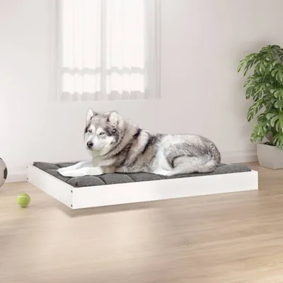 Obrázek produktu pro vidaXL Pelíšek pro psy bílý 101,5x74x9 cm Masivní borovicové dřevo