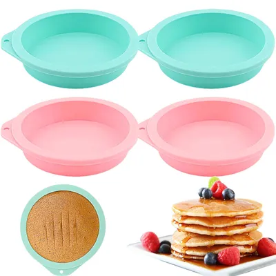 4 Silikon-Kuchenformen rund 12 cm antihaft für Heißluftfritteuse