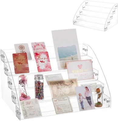 Productafbeelding van 5-Tier acryl wenskaart display stand draagbare kerst - Wenskaart Rack Opslag Sticker Organizer Stempel