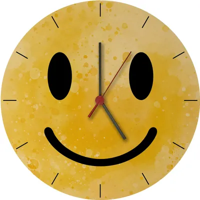 Produktbild von Grinsendes Emoticon gelbe Wanduhr aus MDF
