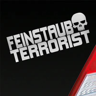 Produktbild von Auto Aufkleber Feinstaub Terrorist Tuning 15x6 cm Silber Sticker Heckscheibenaufkleber