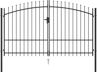 Image de vidaXL Portail de clôture double battant avec pointes de lance acier 3 x 1,75 m noir