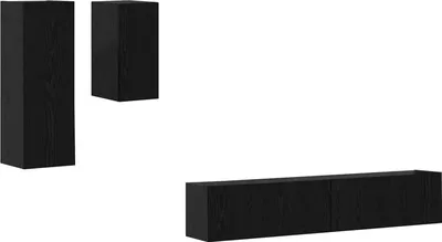 Produktbild von vidaXL Wand-TV-Schrank 3 pcs Schwarz Eichen-Optik Holzwerkstoff