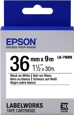 Obrázok produktu pre Epson Label Cartridge Standard LK-7WBN Black/White 36mm (9m), Čierna na bielej, Japonsko, LabelWorks LW-1000P LabelWorks LW-900P, 3,6 cm, 9 m, 1 kusov