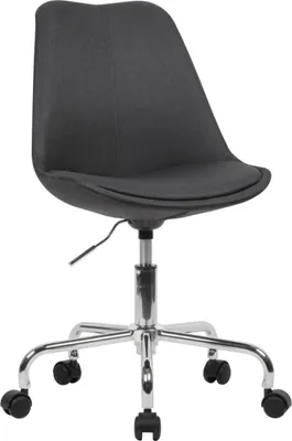 Produktbild von Schreibtischstuhl Schwarz Stoff, Design Drehstuhl mit Lehne, Arbeitsstuhl mit 110 kg Maximalbelastung, Schalenstuhl mit Rollen, Stuhl drehbar