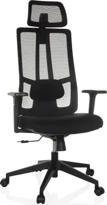 Produktbild von hjh OFFICE Profi Bürostuhl TRAMORE Ergonomischer Schreibtischstuhl mit Armlehnen Stoff / Netzstoff Schwarz Drehstuhl für Büro, Zuhause