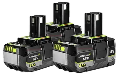 Immagine prodotto di Batterie di ricambio per utensili elettrici, 18V, agli ioni di litio, capacità di 8000 mAh, confezione da 3 pezzi