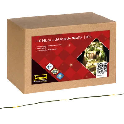 Produktbild von Idena Lichterkette 80 Micro LED warmweiß 8h Timer 12,9m