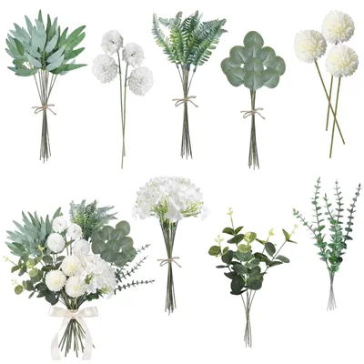 55-tlg. Kunstblumenset mit Eukalyptus für DIY-Hochzeitsdeko