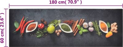 vidaXL Küchenteppich Waschbar Gewürze 60x180 cm Samt