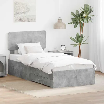 Image de Maison Exclusive - Cadre de lit avec tête de lit béton gris 90 x 190 cm matériau dérivé du bois