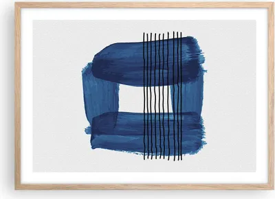Produktbild von Gerahmtes Poster - Rahmen in heller Eiche - Abstraktion Aquarell Blau - 70x50 cm - Wand Bild - Wanddeko - Wandbilder - Wandposter - Bilderrahmen - Bilder - Kunstdruck - Wandbild - P2NAA70x50-4223