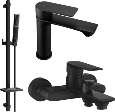 Image de Royo SET Mélangeur lavabo + bain avec accessoires DQ72, noir (72203DQ72-70)