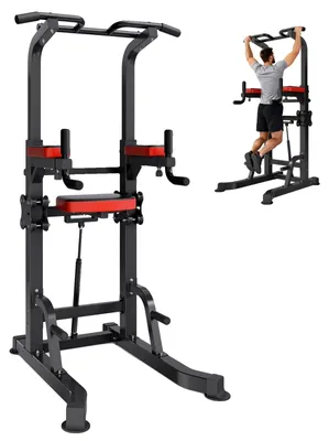 Obrázok produktu pre VEVOR pull-up bar pull-up station Power Dip Station s nosnosťou 150 kg a H-rámovou konštrukciou stabilná základňa a podporná plošina, 9-polohové nastavenie výšky, tréning paží a chrbta