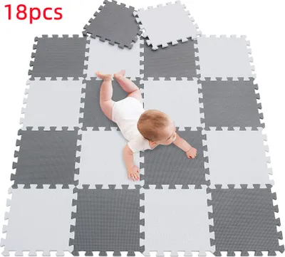 Produktbild von 18pcs Krabbelmatte Puzzelmatte für Babys und Kinder Bodenmatte Spielmatte Schutzmatte Kinderteppich