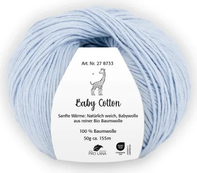 Produktbild von Pro Lana BABY Baumwolle 50 g 100 % Baumwolle Babywolle speichelecht 155 m Farbe 056 - hellblau