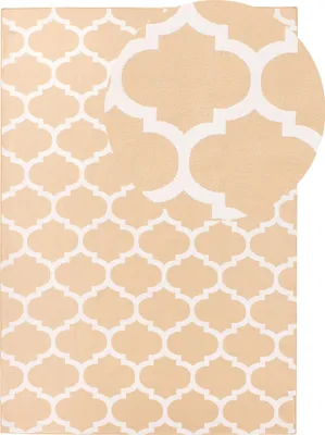 Produktbild von BELIANI Outdoor Teppich Beige PVC 160 x 230 cm Kurzflor Marokkanisches Muster Handgewebt Rechteckig