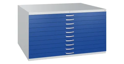 Produktbild von CP 7200 Planschrank lichtgrau, enzianblau 10 Schubladen 135,0 x 96,0 x 76,0 cm