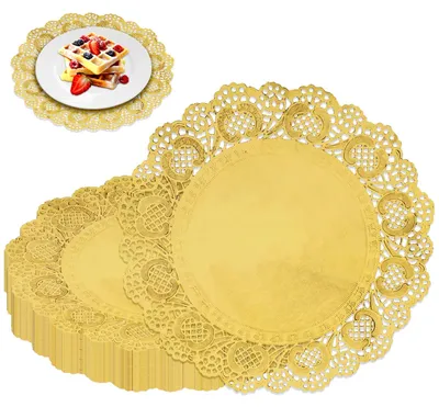 50 goldene Spitzenpapierdecken 20,3 cm rund