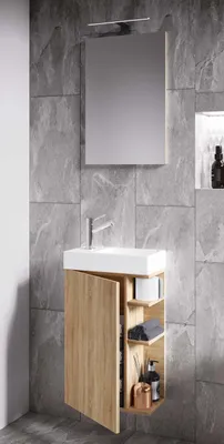 Produktbild von VCM 3-tlg Set | Waschplatz für Gäste WC | Gästebad Toilette | Waschtisch mit Spiegel | Badmöbel Badezimmer Set – Lumia
