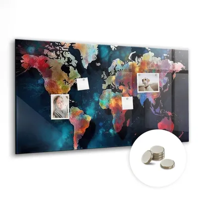 Produktbild von Dekorative Magnettafel 120x60 cm - Magnetwand - für Fotos, Karten und Notizen - Fotowand - Memoboard - Magnetpinnwand - Wanddekoration - Abstrakte Karte