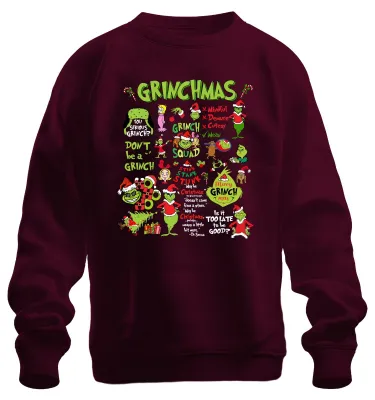 Produktbild von Grinchmas Grinch Squad Don't Be a Grinch Merry Christmas Sweatshirt Pullover, Burgundy, M