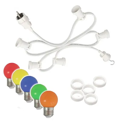 Produktbild von Illu-/Partylichterkette 40m - Außenlichterkette weiß - Germany - 60 x bunte LED Kugellampen