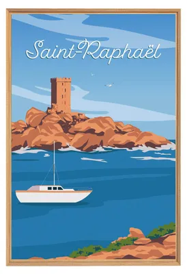 Image de Tableau mural encadré illustration le Dramont 65x97 cm, Tableau mural moderne pour décoration intérieure