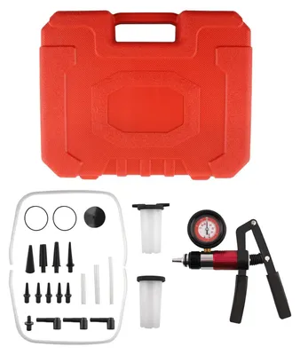 Produktbild von Vakuumpumpe Bremsenentlüfter - Hand-Vakuumtester Set - Bremsflüssigkeit Entlüftungsgerät - Mit Manometer und Adaptern für Kfz-Bremsen