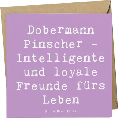 Produktbild von Mr. & Mrs. Panda Glückwunschkarte Spruch Dobermann Pinscher Freund - Lavendeltraum - Geschenk, treue Begleiter, Klappkarte, Hunderasse, aktive Hunde, Hundeliebhaber