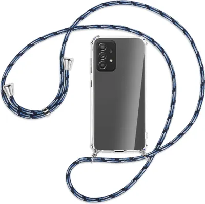 Produktbild von Handykette Backcover-Schutzhülle mit Band (Metall silberfarben) für Samsung Galaxy A72 - Blautöne