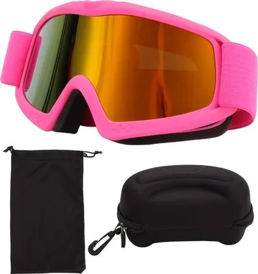 Produktbild von Kinder-Skibrille, HD-Beschichtung, UV-Schutz, stoßfest, verstellbare Schneebrille zum Skifahren, Reiten, Pink