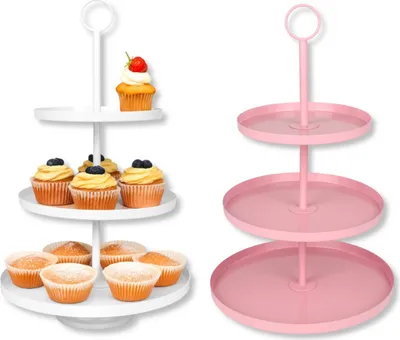Image de 4x Étagère 3 étages en métal Présentoir à gâteaux Présentoir de table Étagère à gradins Étagère de décoration