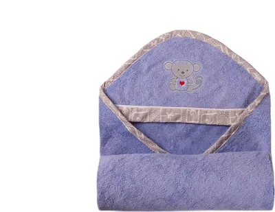 Image de Serviette, serviette pour enfants avec capuche, bambou 100x100 bleu