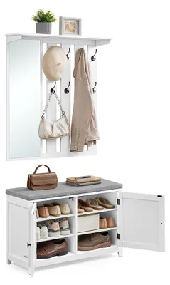Obrázek produktu pro Skříňka na boty a věšák – nábytek do předsíně – věšák – dřevo – 82 x 90 x 20 cm