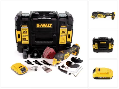 Image de Outil multifonction sans fil DeWalt DCS 356 NT 18 V sans balais + 1 batterie 2,0 Ah + 19 accessoires + TSTAK - sans chargeur