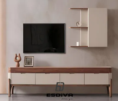 Immagine prodotto di Mobile TV basso marrone-beige Mobile TV di design in legno Mobili in legno pregiato