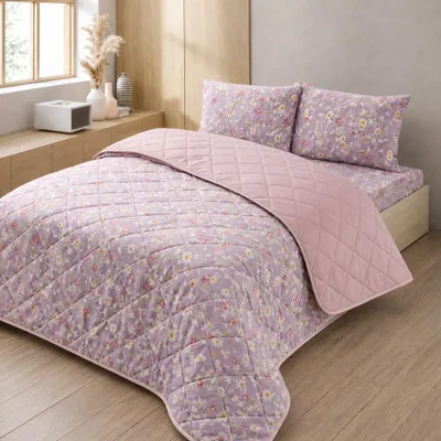 Produktbild von Formeya Gesteppte Tagesdecke für Einzelbett mit Muster – Bettüberwurf-Set 160 × 230 cm – inkl. 1 Kissenbezug