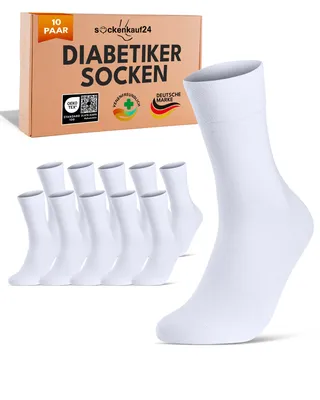 Produktbild von Diabetiker Socken Herren Damen mit Komfortbund ohne Gummi - 70208T Weiß 39-42 10 Paar