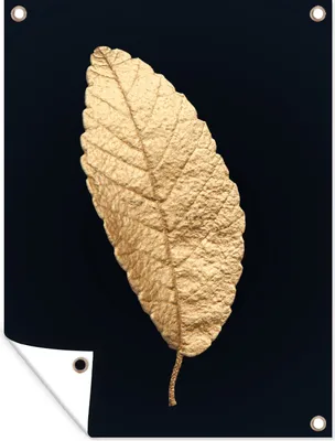 Produktbild von MuchoWow® 30x40 cm Outdoor-Poster Gartendeko Sichtschutz Garten Poster für den Garten  Schwarz und Gold - Blätter - Schwarz - Pflanzen - Luxus