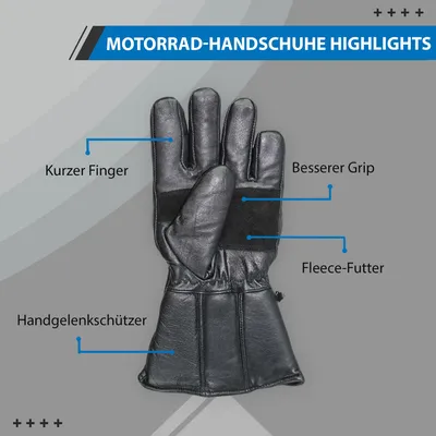 Produktbild von Motorradhandschuhe Winterhandschuhe Lederhandschuhe, Größe:8=M